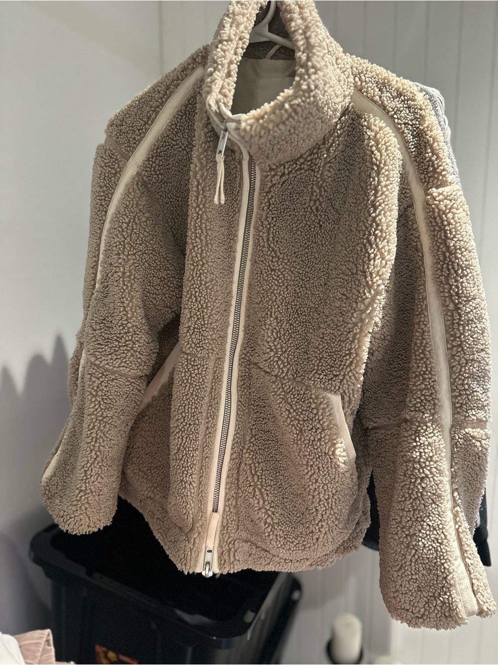 H&M Beige Teddy Sherpa Zip Jacket